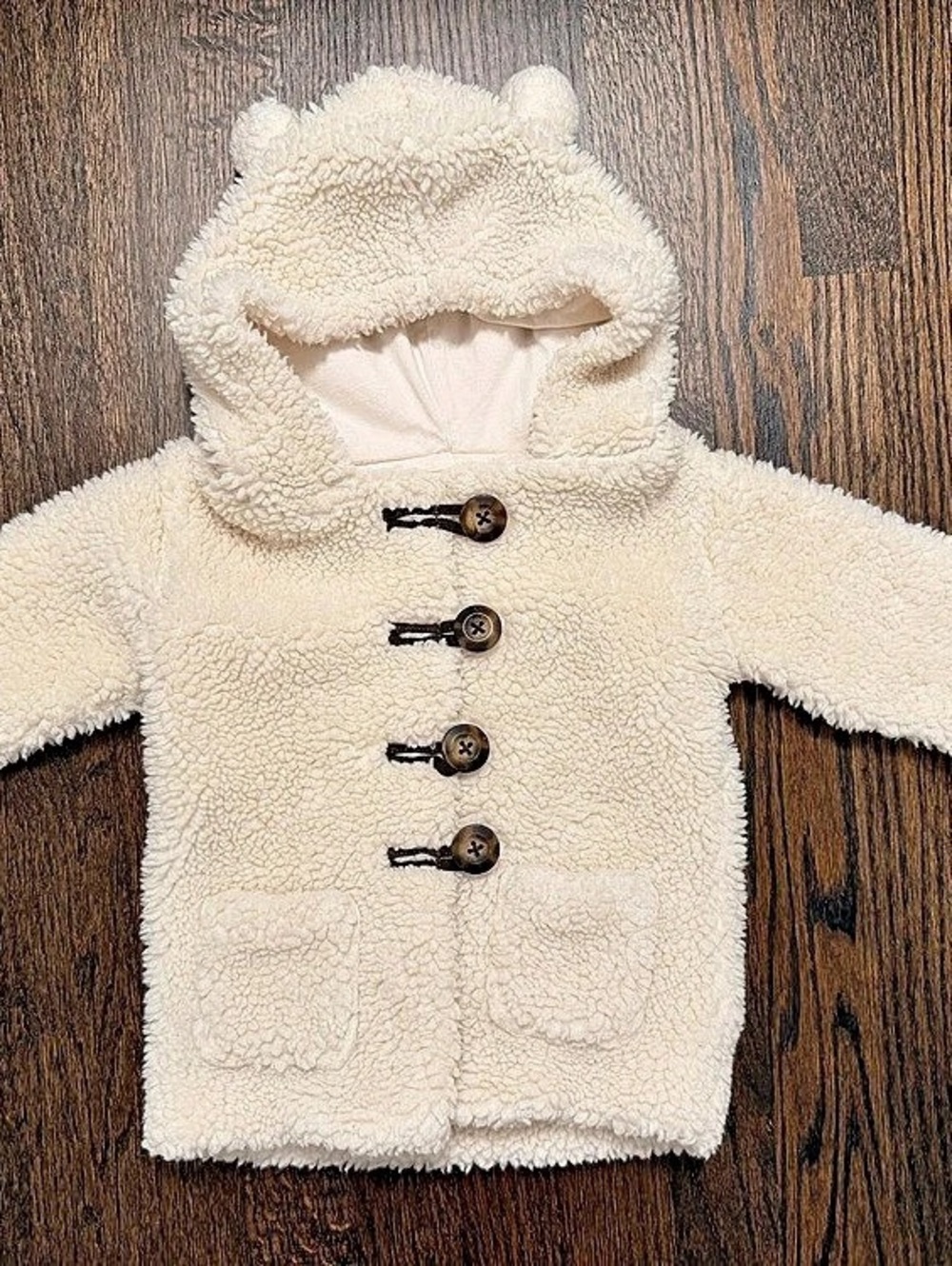 Hanna Andersson Baby Hooded Toggle Coat Cream Like New